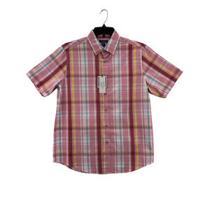 Club Room, Men's Dobby Plaid Shirt, Pink Sky, Medium MSRP $55.00